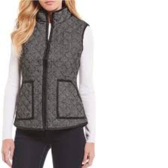 NWT Cremieux Quilted Herringbone XSmall Wool Blend Black / Grey Karli Vest - Picture 1 of 16
